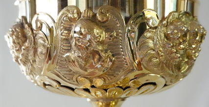 Ornate French antique solid silver gilt Baroque Chapel Set